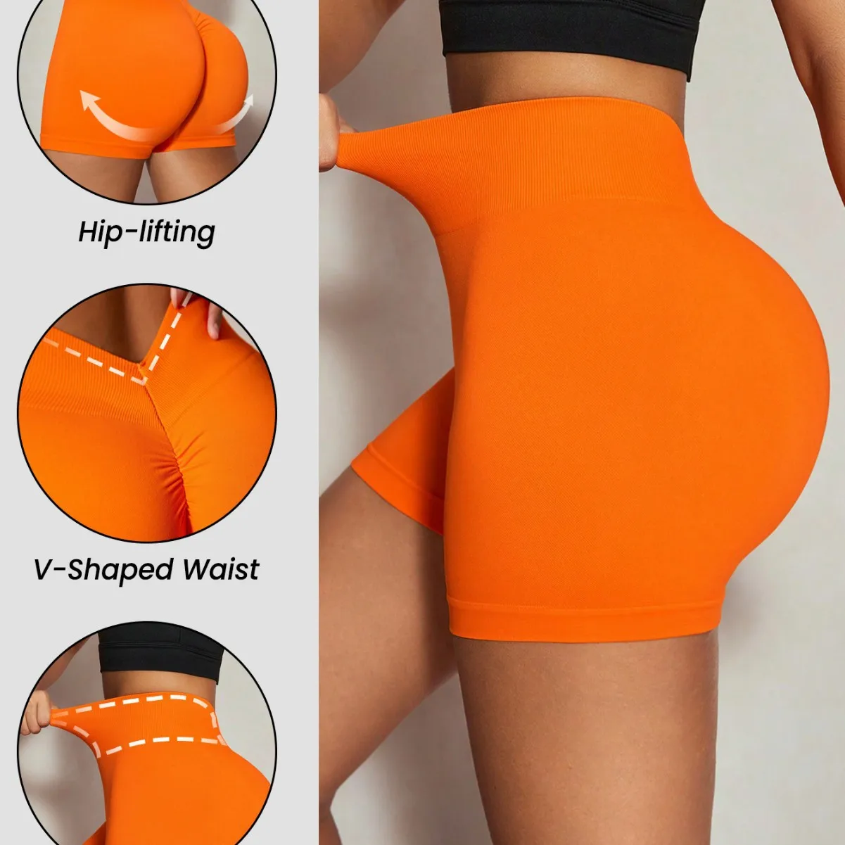 

Европейские и американские бесшовные трехточечные шорты для фитнеса, женские спортивные шорты персикового цвета с высокой талией, облегающие, быстросохнущие