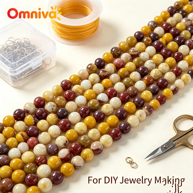 Natural Polished Yellow Mookaite Round Loose Beads Gemstone Spacer Beads For DIY Bracelet Necklace Ring Jewelry Making Supplies