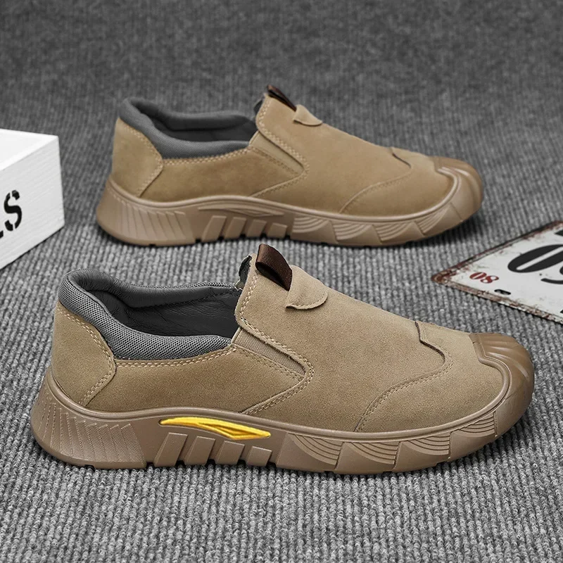 

Мужская спортивная обувь, замшевая кожа в стиле ретро, повседневные раздвижные кроссовки, безопасная работа