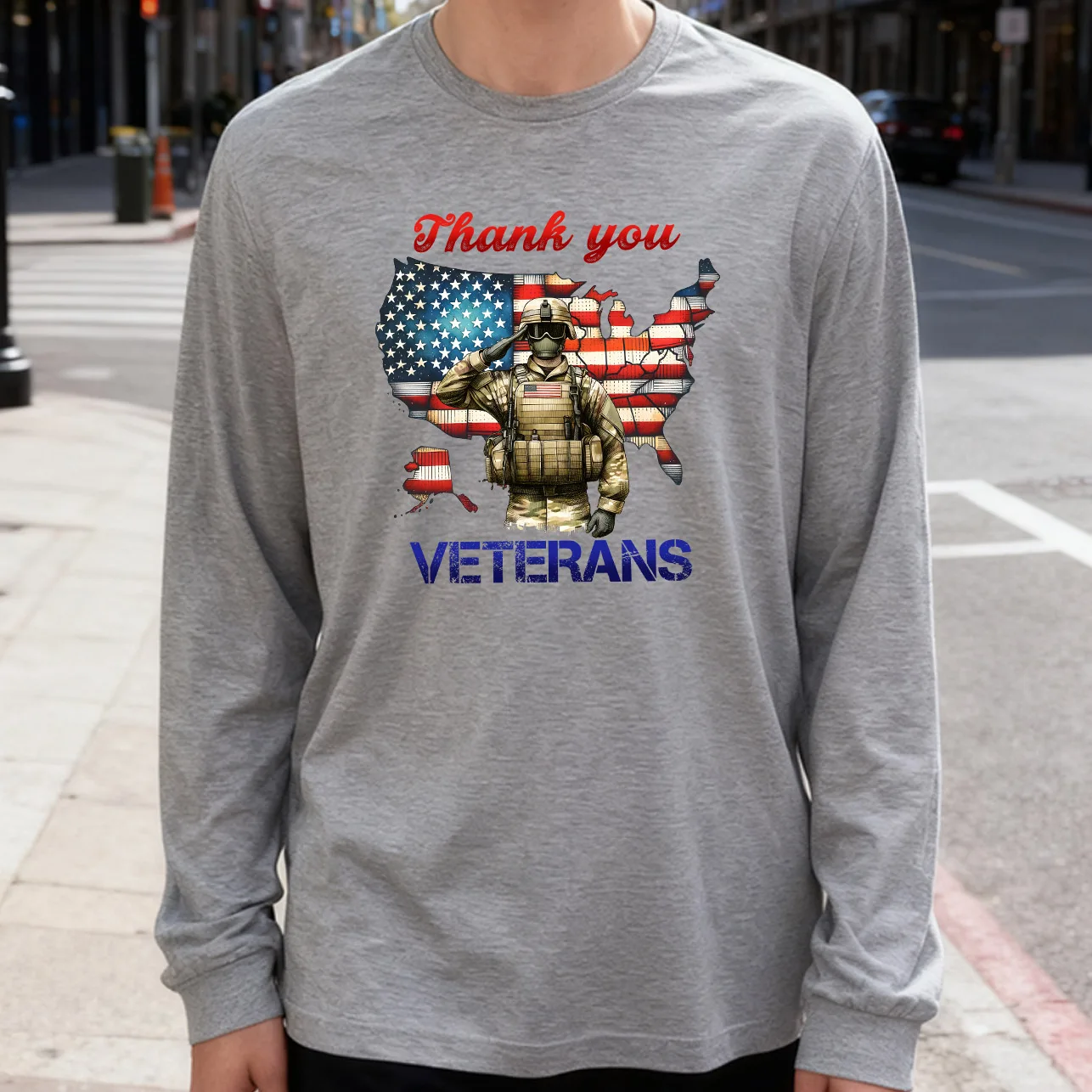 Salute Men's Long Sleeve Tee 100% Cotton 180g Crew Neck Casual Daily Style Soft and Breathable