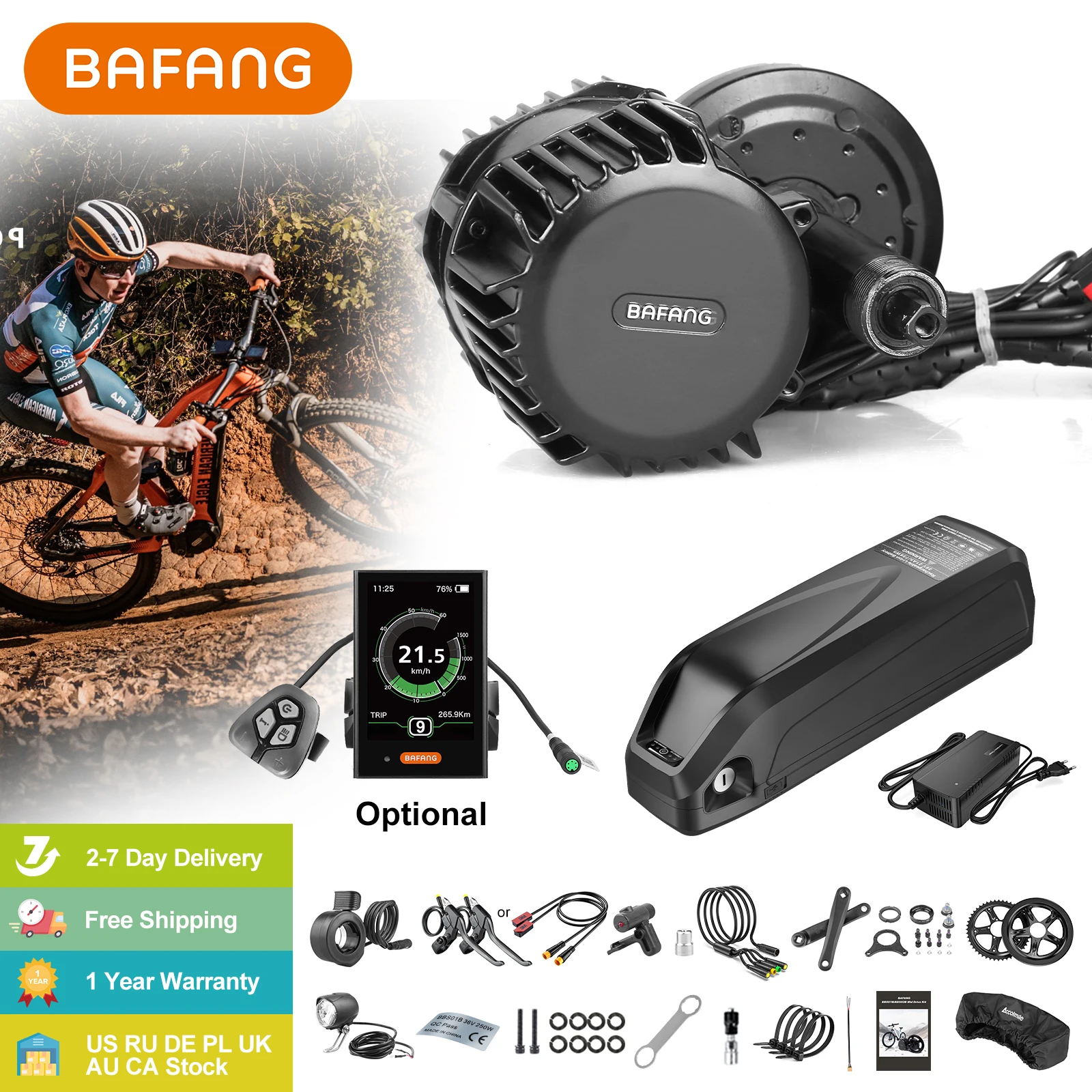 BAFANG 1000W Mid Drive Kit with Battery 20Ah 8FUN BBSHD 48V 52V Electric Motor Bike Conversion Kit Bicycle Engine Complete Set