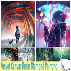 Modern Girl Velvet Canvas Resin Diamond Painting 5D DIY Full Drill Kit Diamond Art Series Cross Stitch Handicrafts Home Decor