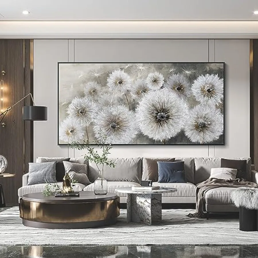 

Настенное искусство в стиле фермерского дома с изображением одуванчиков, картина на холсте 30×60 дюймов, текстурированный декор для стен гостиной, спальни, офиса.