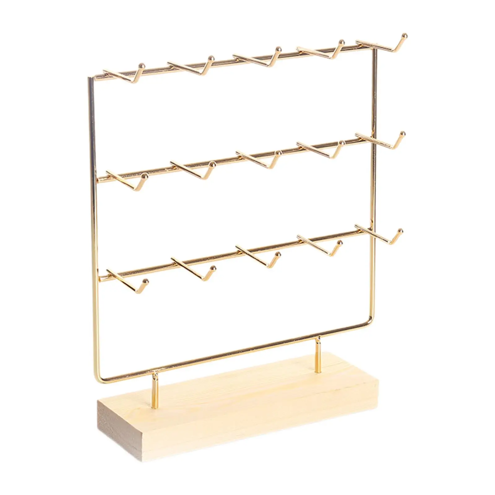 3 Tier Earring Organizer Stand Display Rack Storage Hanger 15 Hooks Earring Holder for Store Photo Showcase Selling Tradeshow