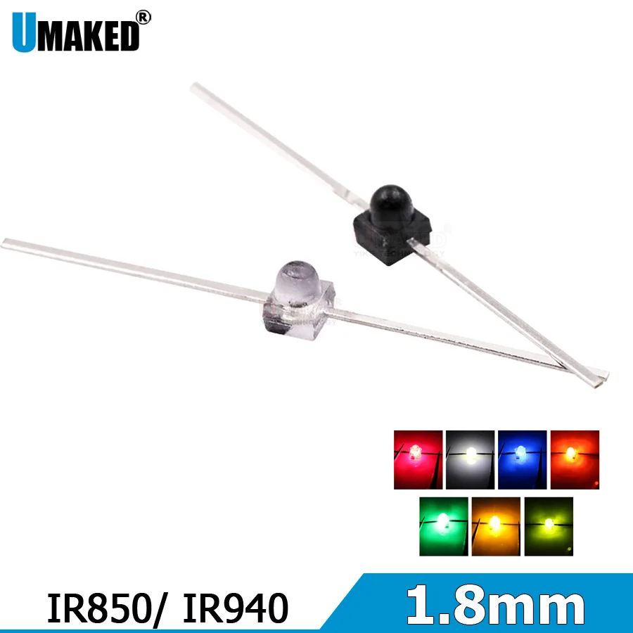 

1000pcs 1.8mm IR LED Emitting Diode 850nm 940nm Emitter Receiver Infrared Transmitter Phototransistor Photodiode Invisible DIY