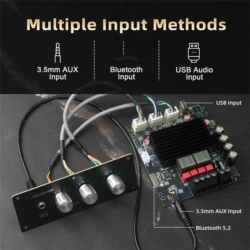 

ABUO-T100HS-W Bluetooth 5.2 Amplifier Board TPA3221 Bluetooth Amplifier With Front Panel