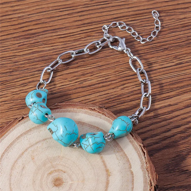 Aihua Tibetan Silber Natur Türkis Stein Perlen Armband & Armreif für Frauen Böhmen ethnische Aussage Schmuck Zubehör – Detail 7