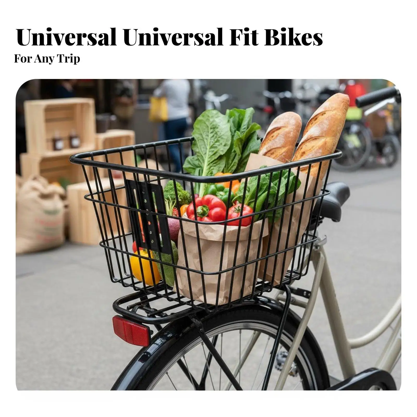 Rear-mounted bicycle basket, rust-resistant, robust, for rear mounting
