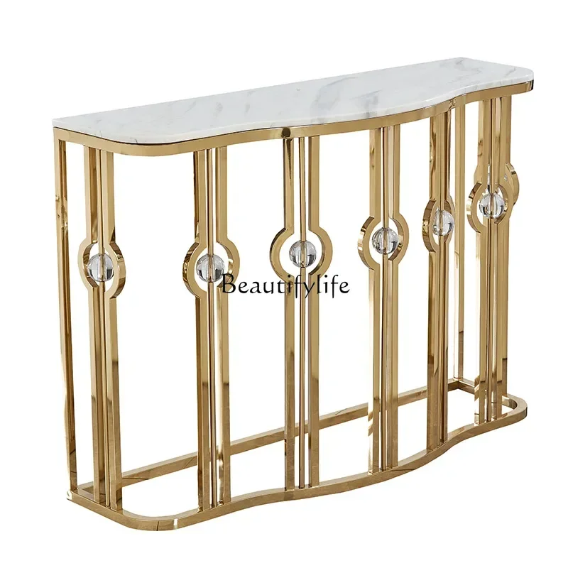 

Postmodern stainless steel marble back several European porch tables Simple American luxury porch tables