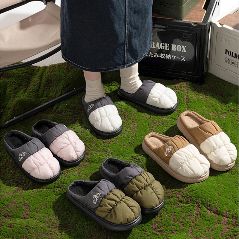 Winter-Winterhausschuhe mit dicker Sohle, wasserdicht, für Damen, rutschfest, weiche Sohlen, Baumwollschuhe, Damen-Mix-Farben-Kurzplüsch-Slipper. – Detail 2