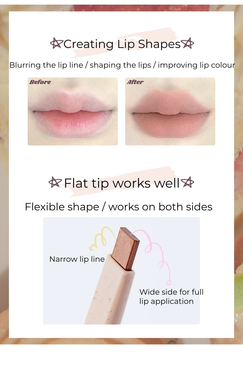 FLORTTE Lipstick Pencil Lip Liner Contouring Lip Shaping Nude Lip Pen Cover The Base Of Lip Color 5Colors Makeup