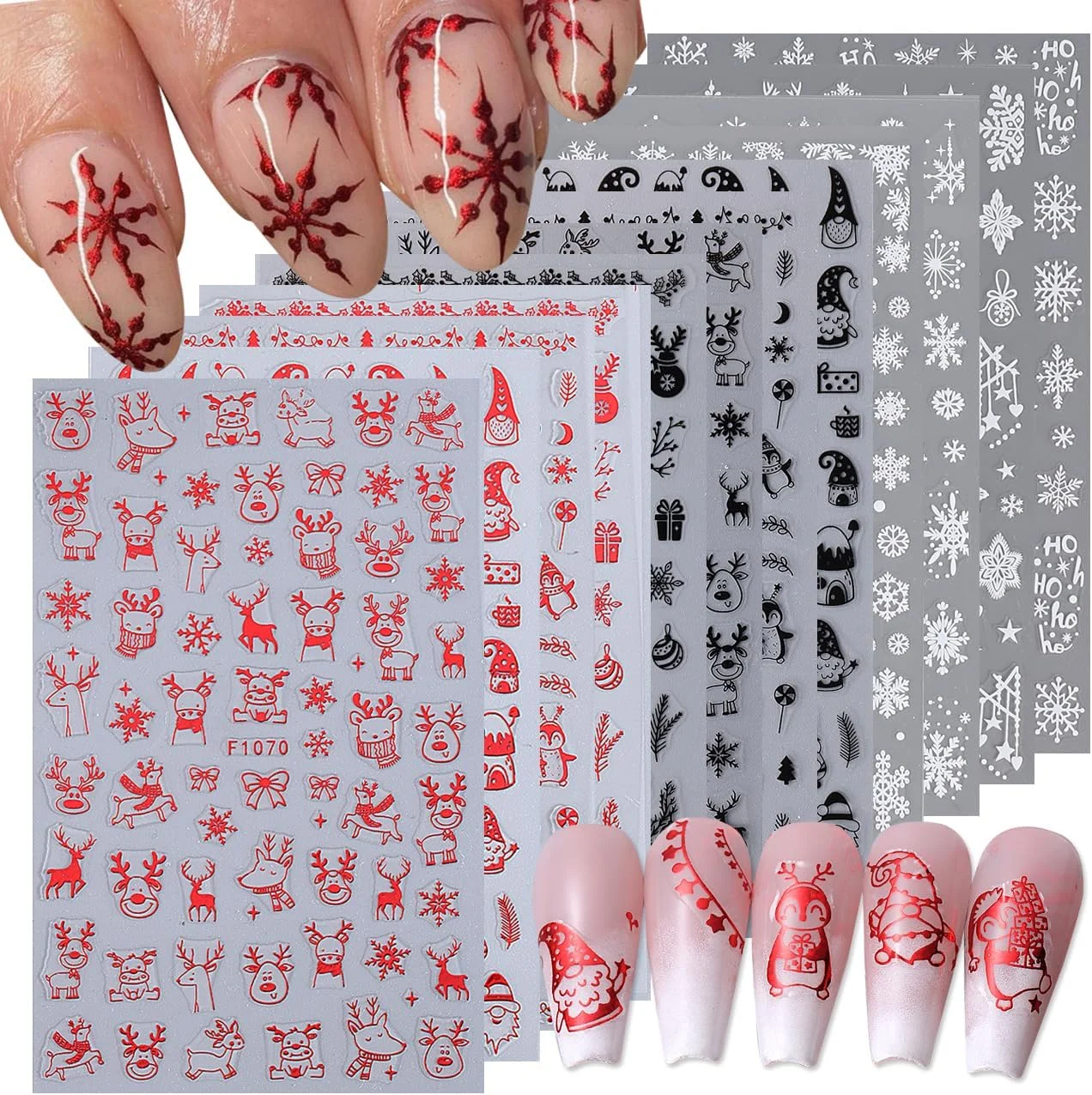 

2024 New Year Nail Stickers Cartoon Christmas Nail Decoration Cute Penguin Elk Santa Claus Stickers For Nails DlY Press On Nails