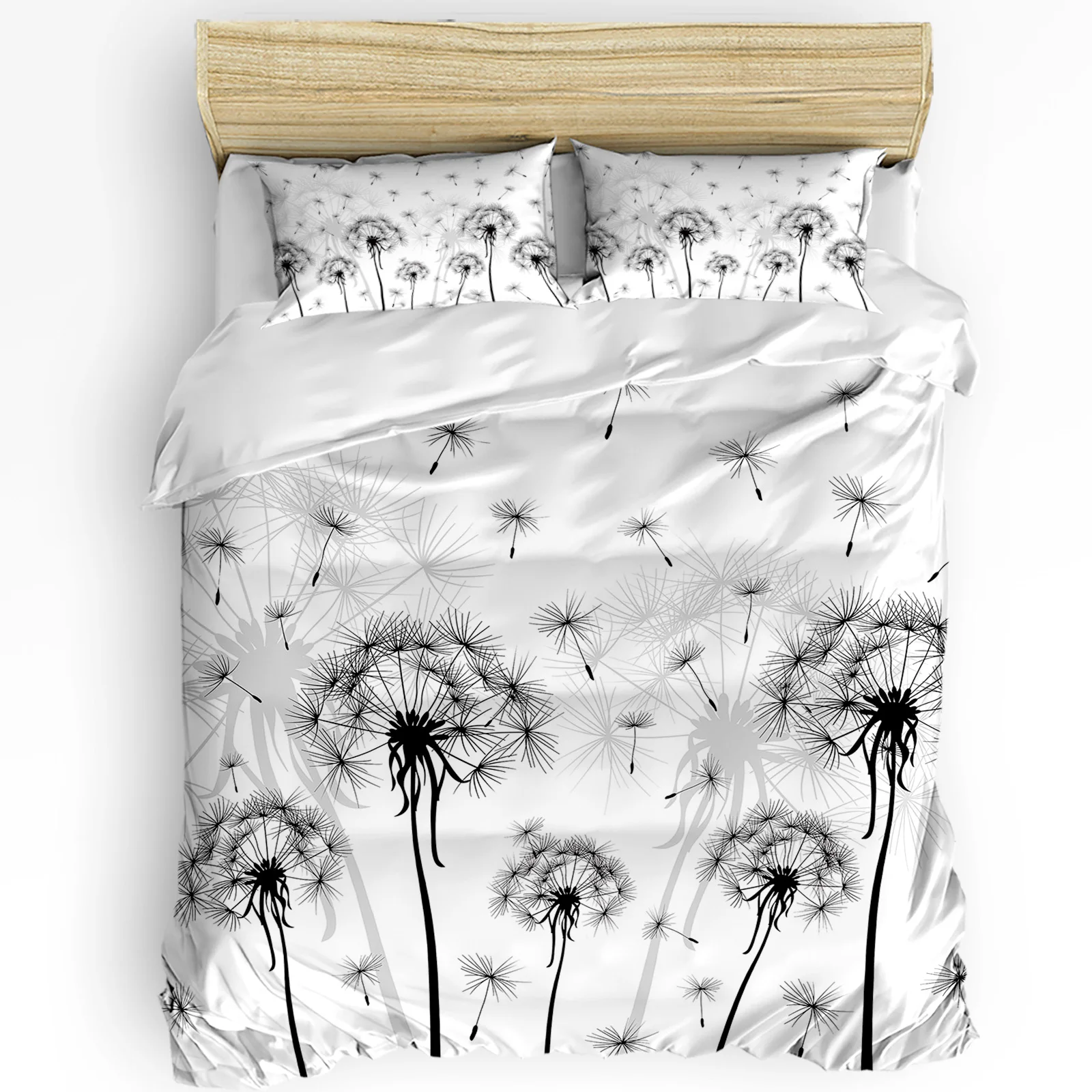 

Black And White Dandelion Plant Duvet Cover with Pillow Case Custom 3pcs Bedding Set Quilt Cover Double Bed Home Textile