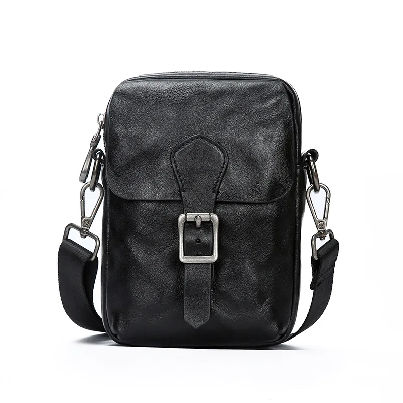 Wmnuo New Vertical Phone Bag Men Classic Brief Genuine Cowhide Crossbody Messenger Bags For Man Small Shoulder Pocket Male