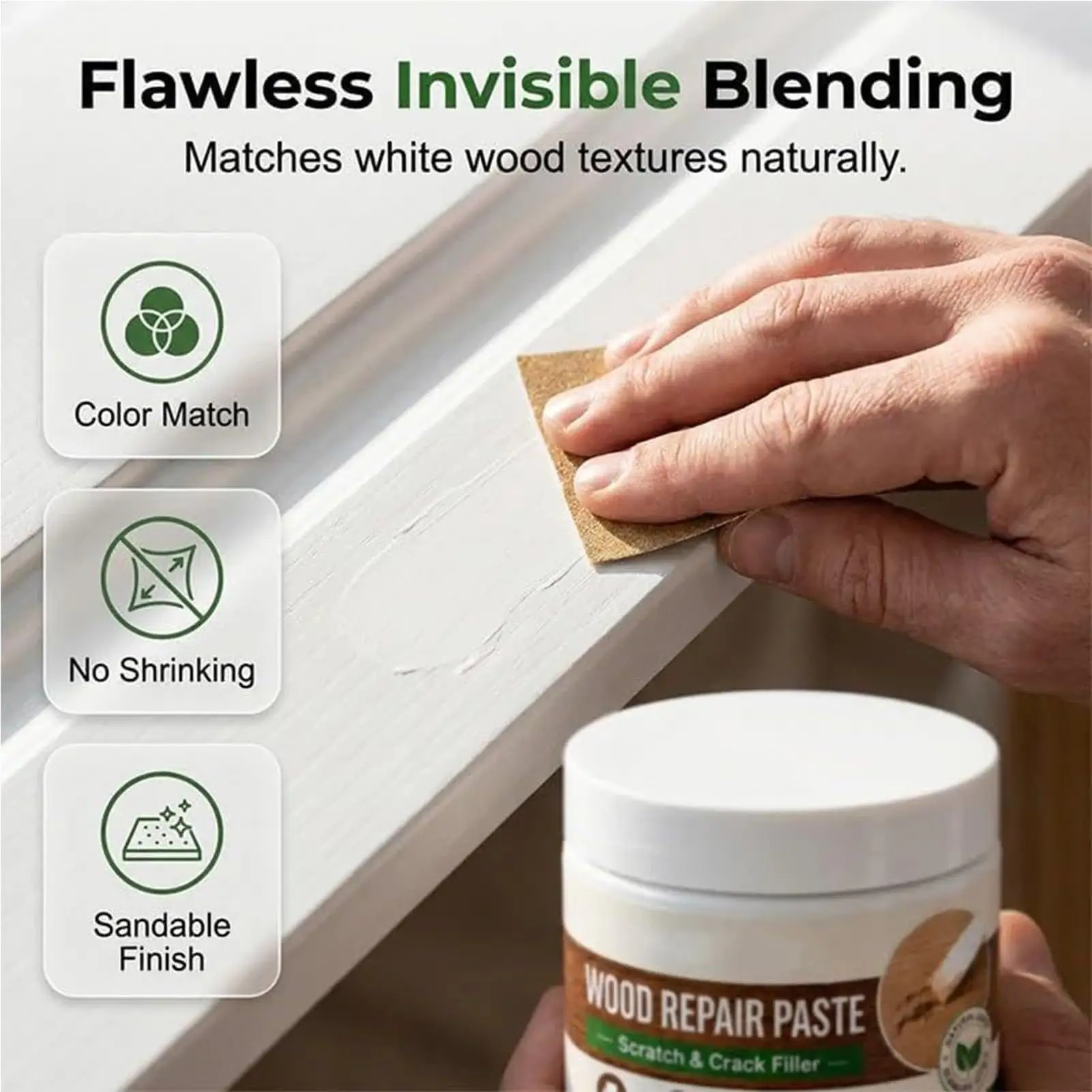 Wood Filler Putty Scratch Repair Heavy Duty Furniture Floor Fix Wooden Door Restoration Strong Adhesion Homeowner Essential
