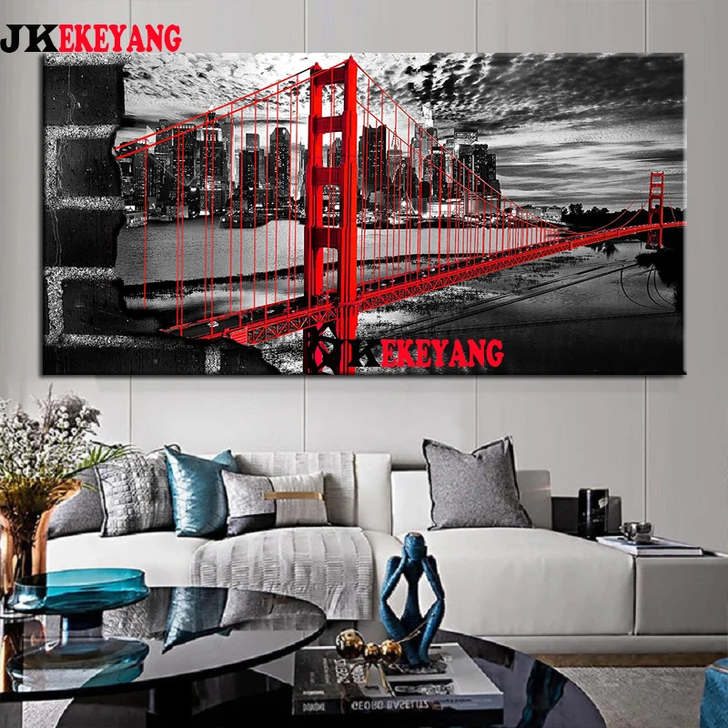 Large 5D Diy diamond painting New York City Bridge Diamond Mosaic Rhinestone Embroidery cross stitch Y4369