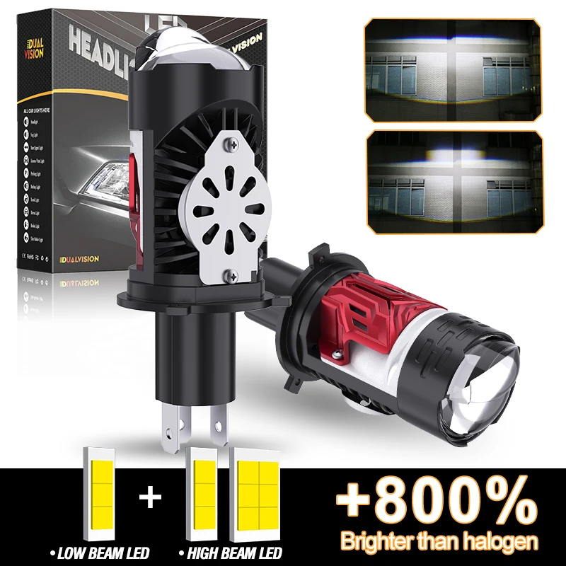 

800W H4 LED Headlight Bulb Projector Lens CANBUS Super Bright 600000Lm 6000K Turbo Fan Car light 9003/HB2 For Cars/Motorcycles