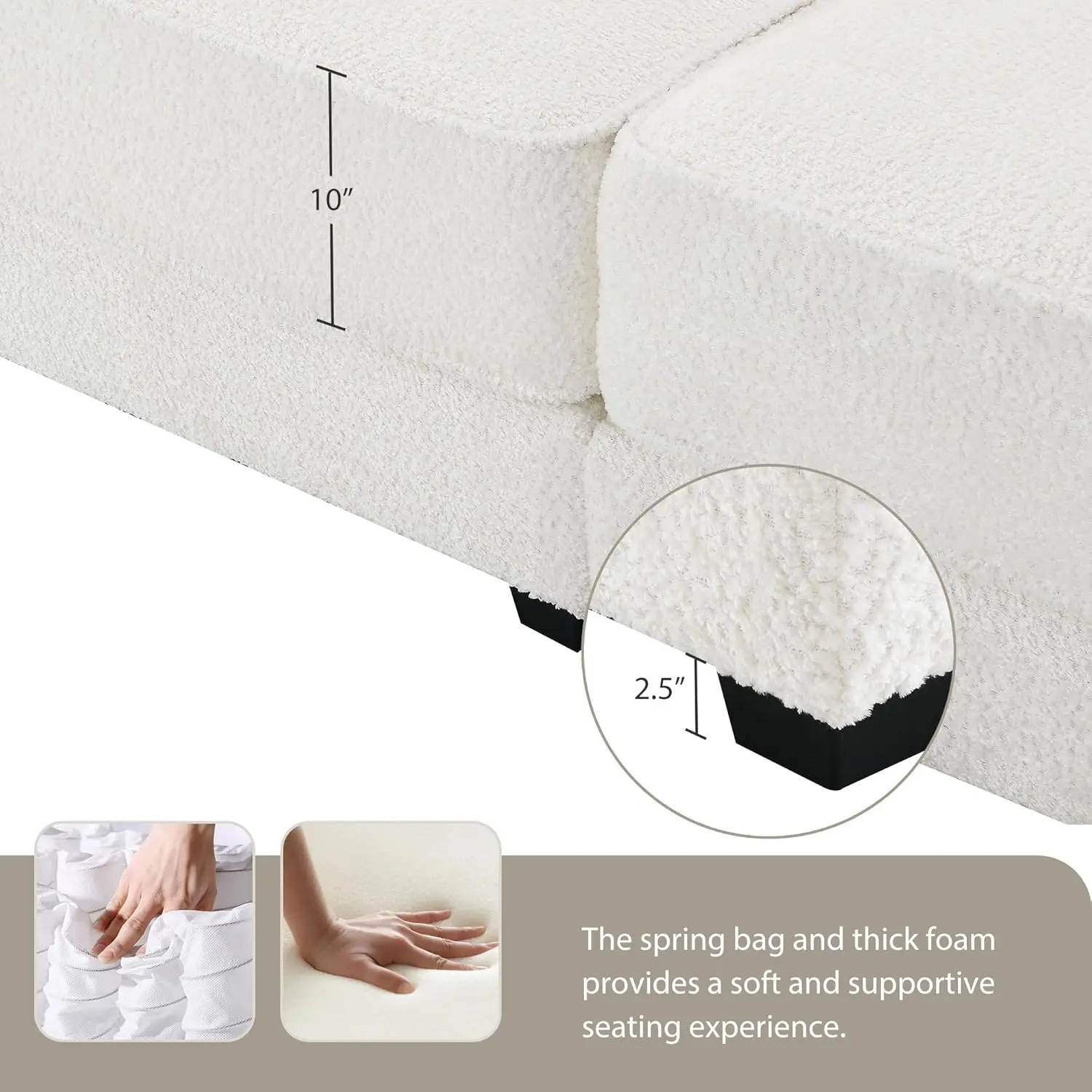 81"" Sectional Futon Couch Sofa 3-Seater Cloud Couch Free Combination Modular Sectional Chenille Sofa Bed With Ottoman