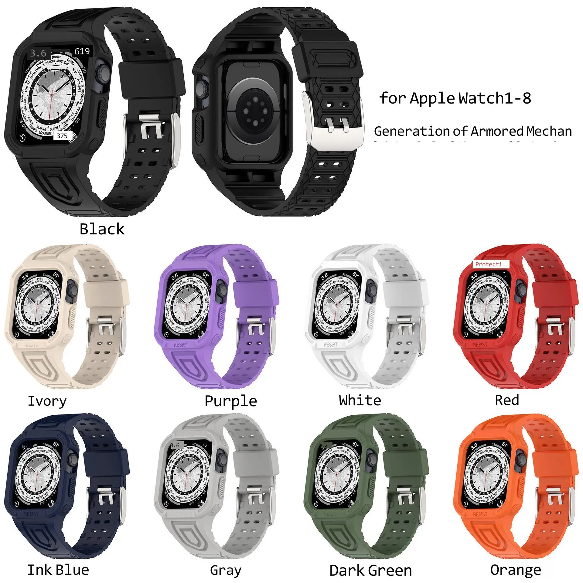 Uhgbsd Armadura Strap + Assista Case Para Apple Watch One Piece Banda IWatch 12345678 Ultra Blindado StrapS