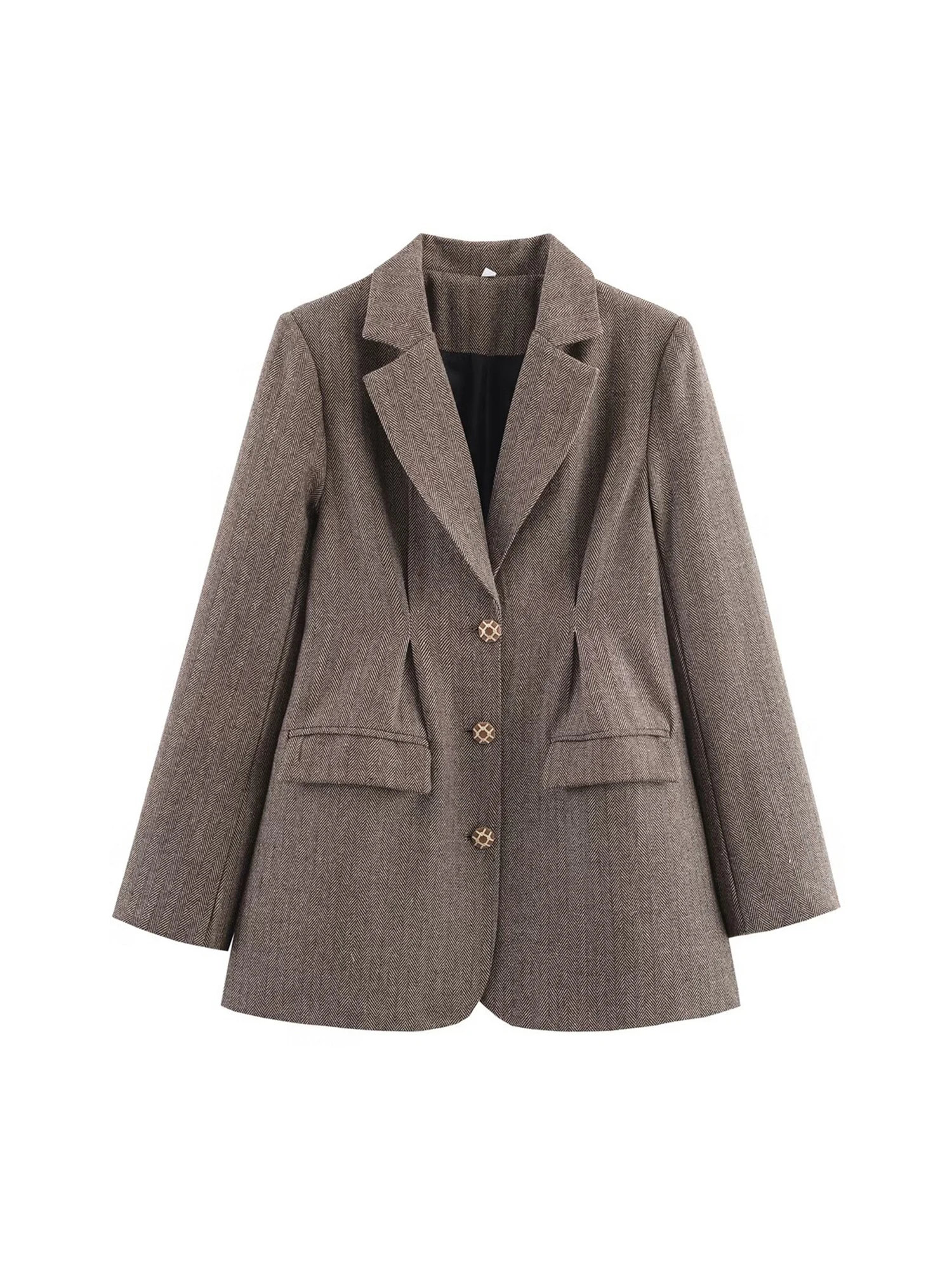 

Women Brown Blazer Jacket Vintage Single Breasted Outerwear Long Sleeve Office Ladies Suit Coat Harajuku Y2k 2000s Clothes Autum