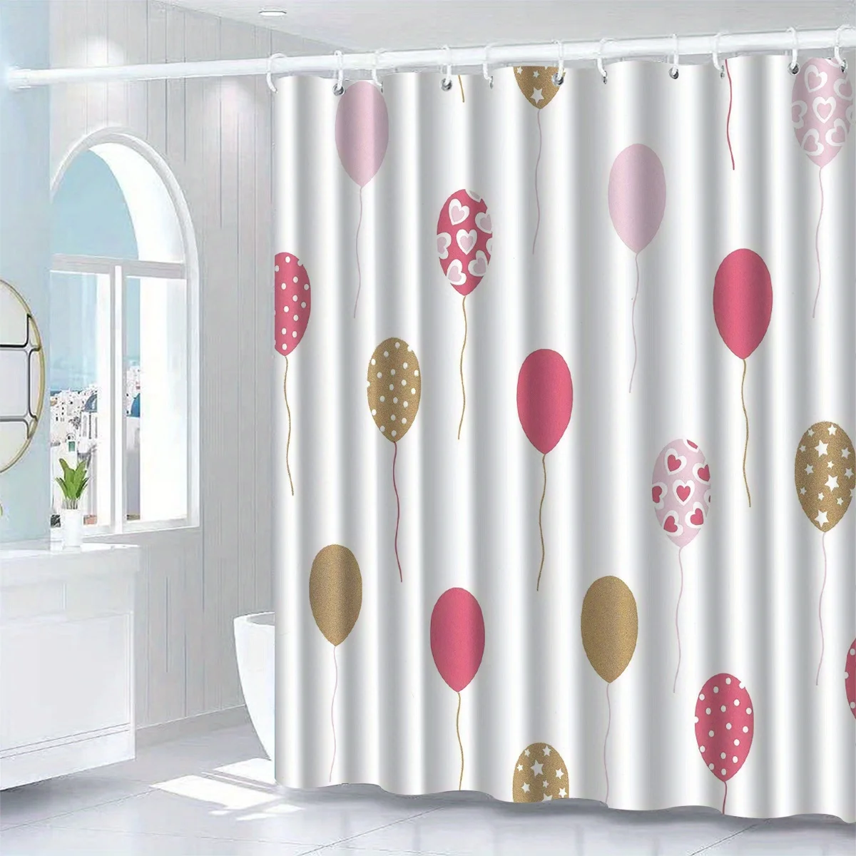 

Занавеска для душа с красным воздушным шаром — химерный домашний декор, полиэстер, можно стирать в машине, в комплект входят крючки, сепаратор для ванной комнаты