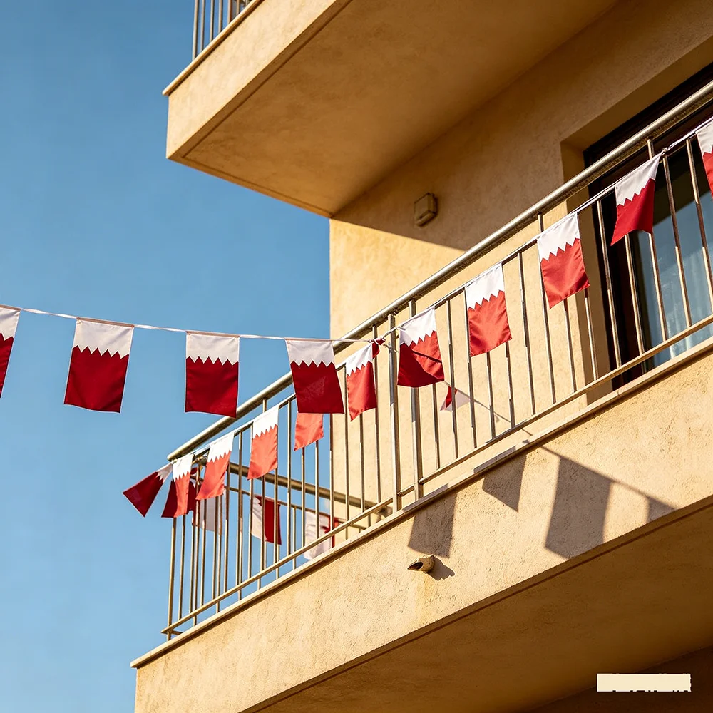 （TIKI FLAG）Qatar bunting flags 14x21cm 20pcs/package Pennant Qatar String Banner Festival Party Holiday for decoration