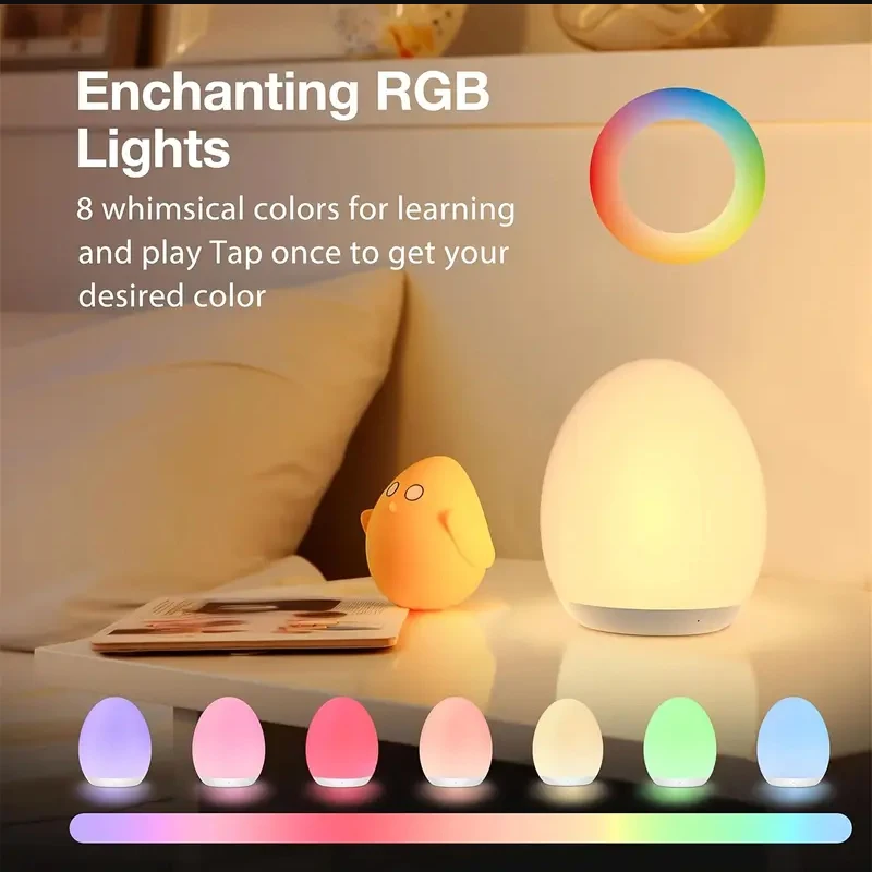 New Egg Shape Night Ambient Light RGB Control Touch Dimmable Lamp USB Rechargeable Portable Table for Bedside Lamps Night Lamp