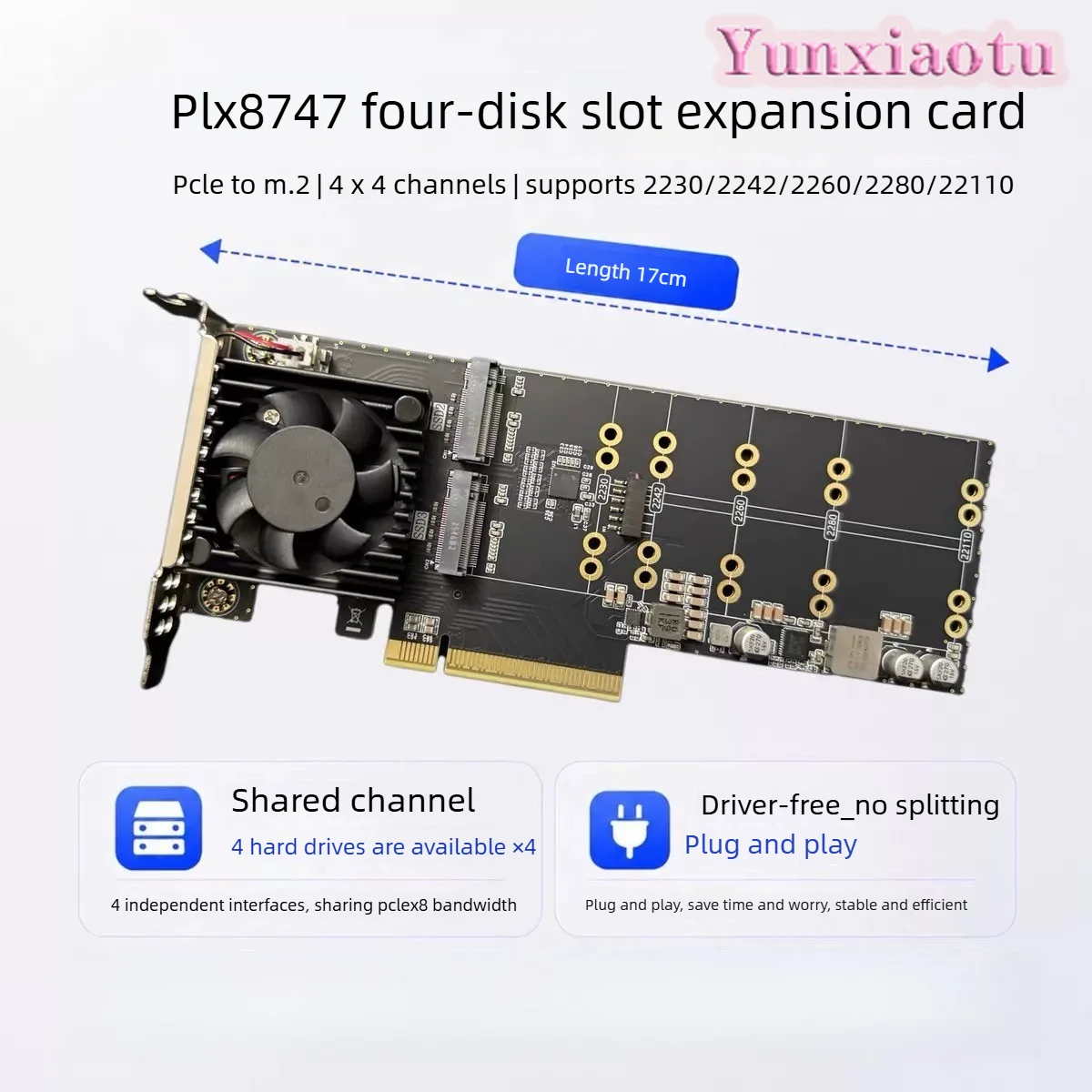 Four-disc for M.2 Semi-high Plx8747 Expansion Card Drive-free Split-free
