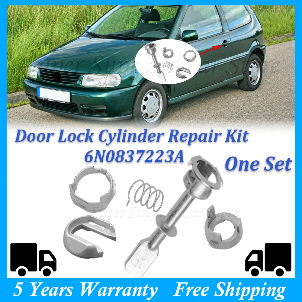 Um conjunto kit de reparo do cilindro da fechadura da porta do carro para vw polo 6n1 6n2 1997 1998 1999 2000 2001 2002 frente esquerda/direita oe #   6N0 837 223A