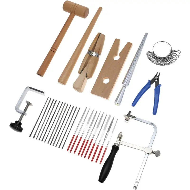 

CYL-For Jewelers Tools Set With Ring Sizer, Bench Pin, For Jeweler' S Saw, Hammer Stick For Mold Making Measuring Equipment
