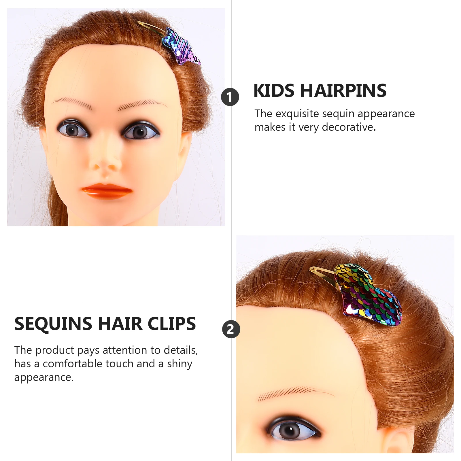 

12pcs Heart Shaped Sequins Glitter Barrettes Kids Hairpins Hairstyle Accessories Versatile Occasions Birthday Baby Shower