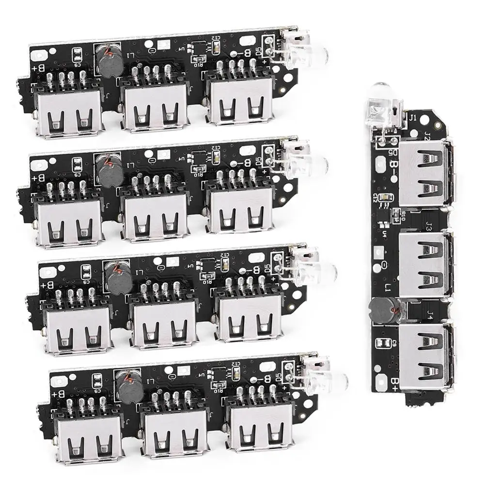 Circuit imprimé pour chargeur de banque d'alimentation USB, 5V, 2,1 A, 5 pièces