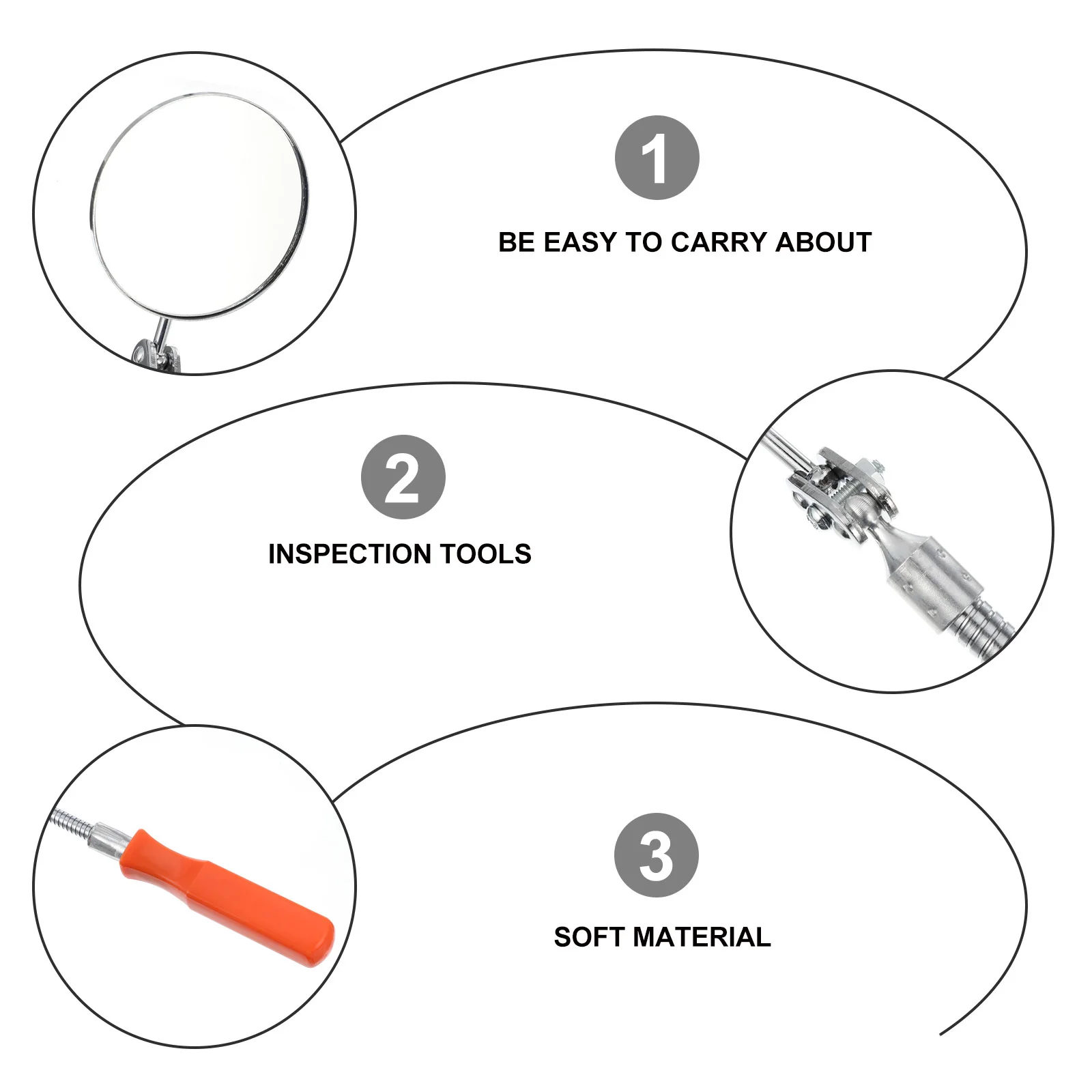 

1Pcs Flexible Inspection Mirror Telescoping Stick Round Bendable Swivel Mirror Vehicle Auto Car Inspection Tool