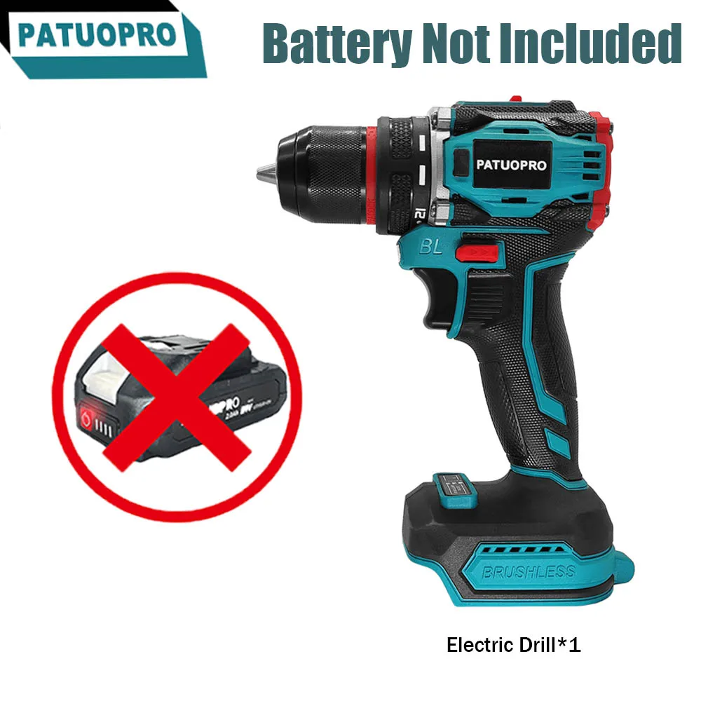 PATUOPRO 21V Wireless Brushless Electric Drill Screwdriver 50-80Nm Power Tools Handheld Drill For Makita 18V Battery(No Battery)