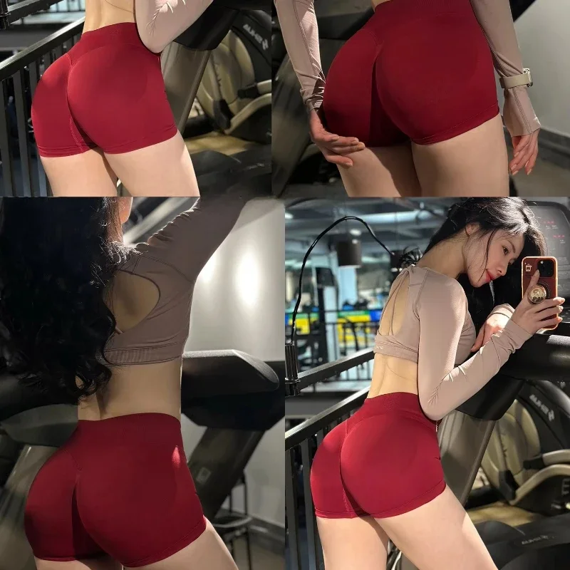 Confortável feminino sem costura apertado ajuste cintura alta yoga shorts com pêssego quadris feminino hip levantamento de fitness shorts de corrida ao ar livre