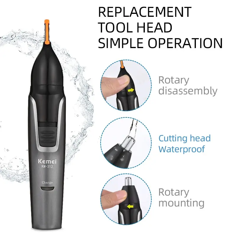 3 في 1 آلة تشذيب الأنف واللحية قابلة لإعادة الشحن للرجال ماكينة حلاقة صغيرة للحاجب والأنف آلة تشذيب شعر للأنف والأذن