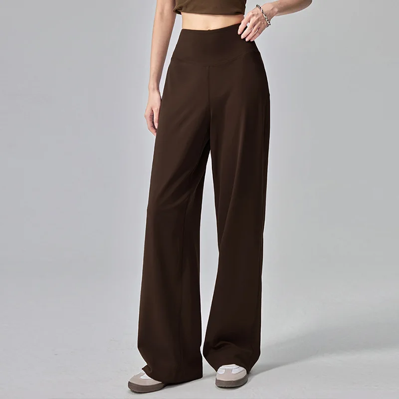 

Женские свободные прямые брюки для йоги с широкими штанинами, с высокой талией, драпированные, дышащие, для занятий спортом на открытом воздухе, пилатесом, бега