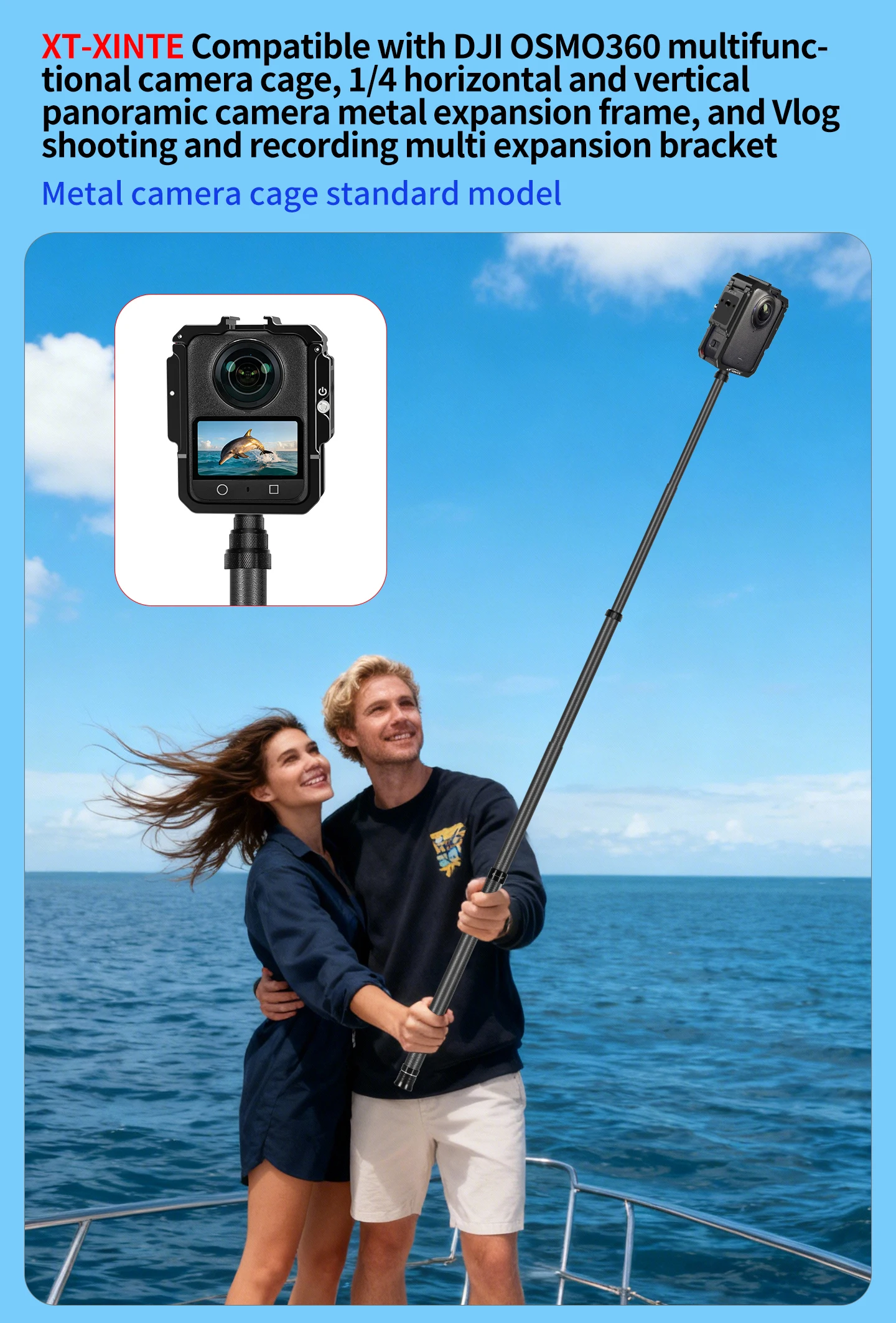 Schutzhülle Kamerakäfig-Set für DJI OSMO 360, Zubehör, Rahmen aus Aluminiumlegierung, 1/4 ARRI Cold Shoe Adapter Shell – Detail 2