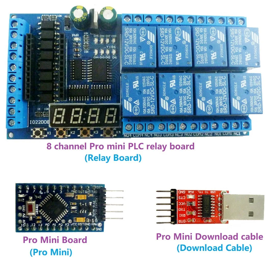 Mini PLC Board Relay Shield Module IO22D08 DC 12V 8 Channel Pro for Arduiuo Multifunction Delay Timer Switch Board