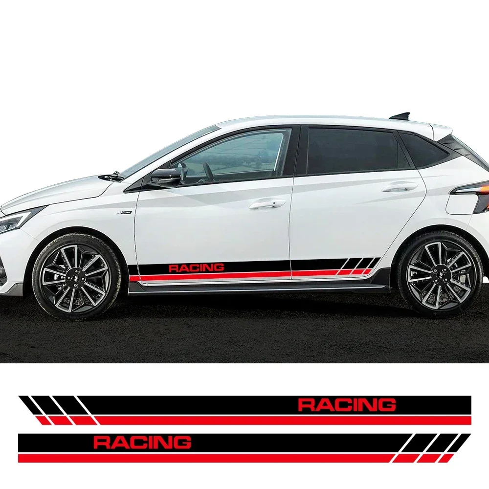 2PCS Car Door Side Skirt Sticker Decor Auto Accessories For Hyundai i20 WRC N Line 2009 2010 2011 2012 2017 2018 2022 2024