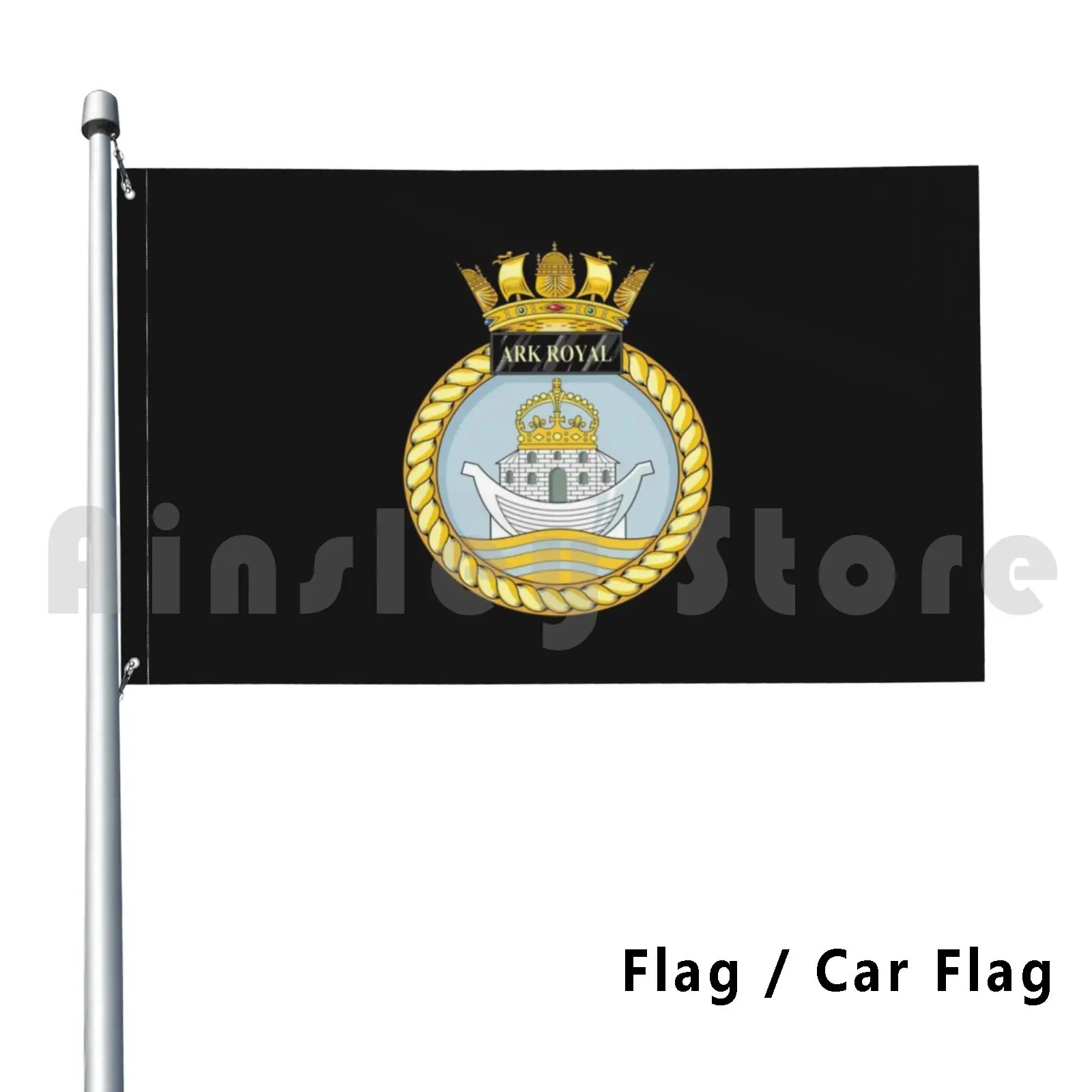 Hms Ark Royal R07 Outdoor Decor Flag Car Flag Hms Ark Royal R07 Carrier Royal Navy British Navy Logo Emblem Crest Insignia