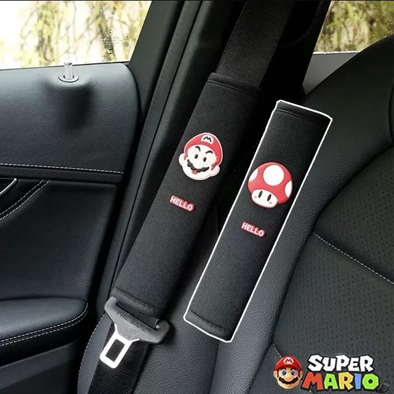 Super Mario Bros Car Seat Belts Case Safety Belts Shoulder Protective Cover Cartoon Decorations Interior Accessories Gift 23.5CM