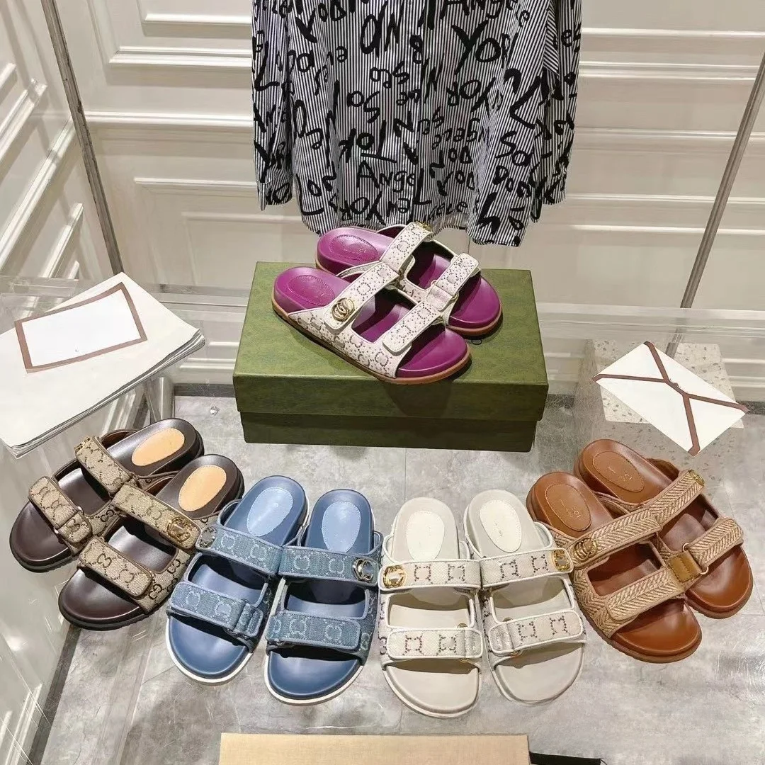 G-Home 2025 Nuevo estilo romano Sandalias de tacón grueso Unisex Magic Stick Rhinestone Zapatos planos versátiles Transpirable Cómodo Slip...