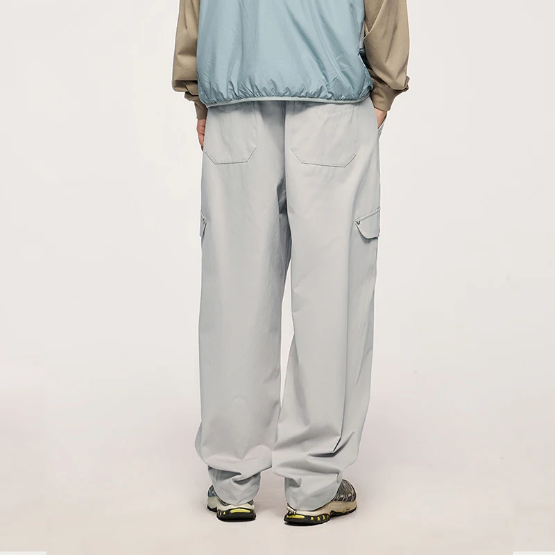 INFLATION Men Stretch Cargo Pants with Studded Faux Pockets Japanese Wrinkle-Resistant Wide Leg Trousers Streetwear