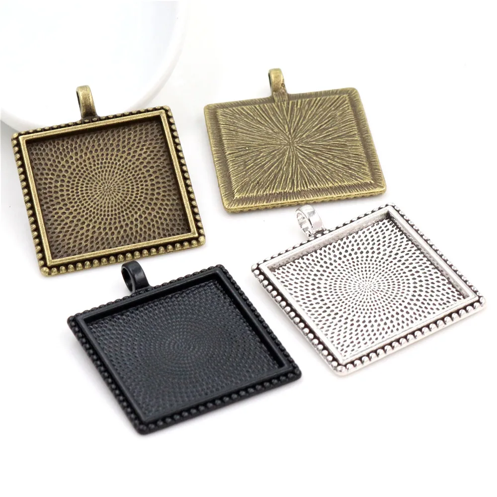 Nowa moda 5 sztuk 25mm wewnętrzna rozmiar antyczne srebro pozłacane i czarne i brązowe kolory kwadratowy Cabochon ustawienie bazy Charms wisiorek — zdjęcie 2
