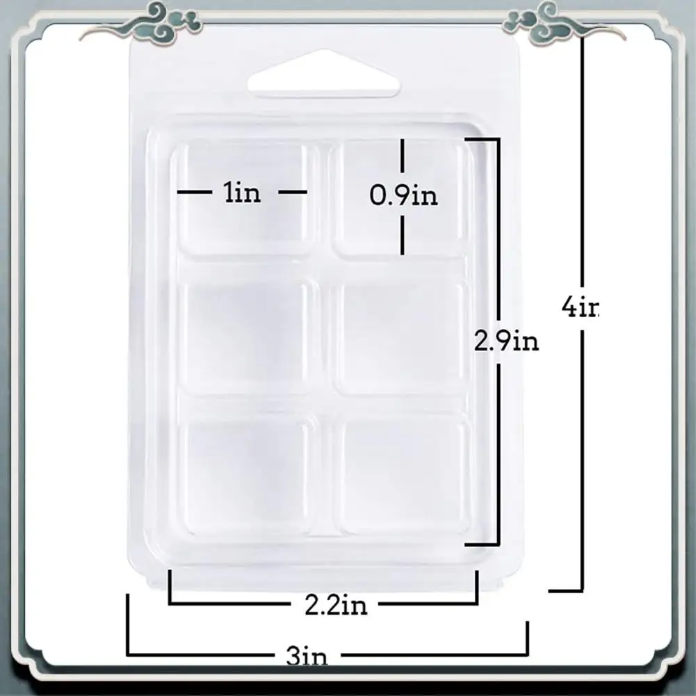 Durable 100 Packs Wax Melt Clamshells Molds, Clear Empty Plastic Square Tray For Wax Tarts Candles