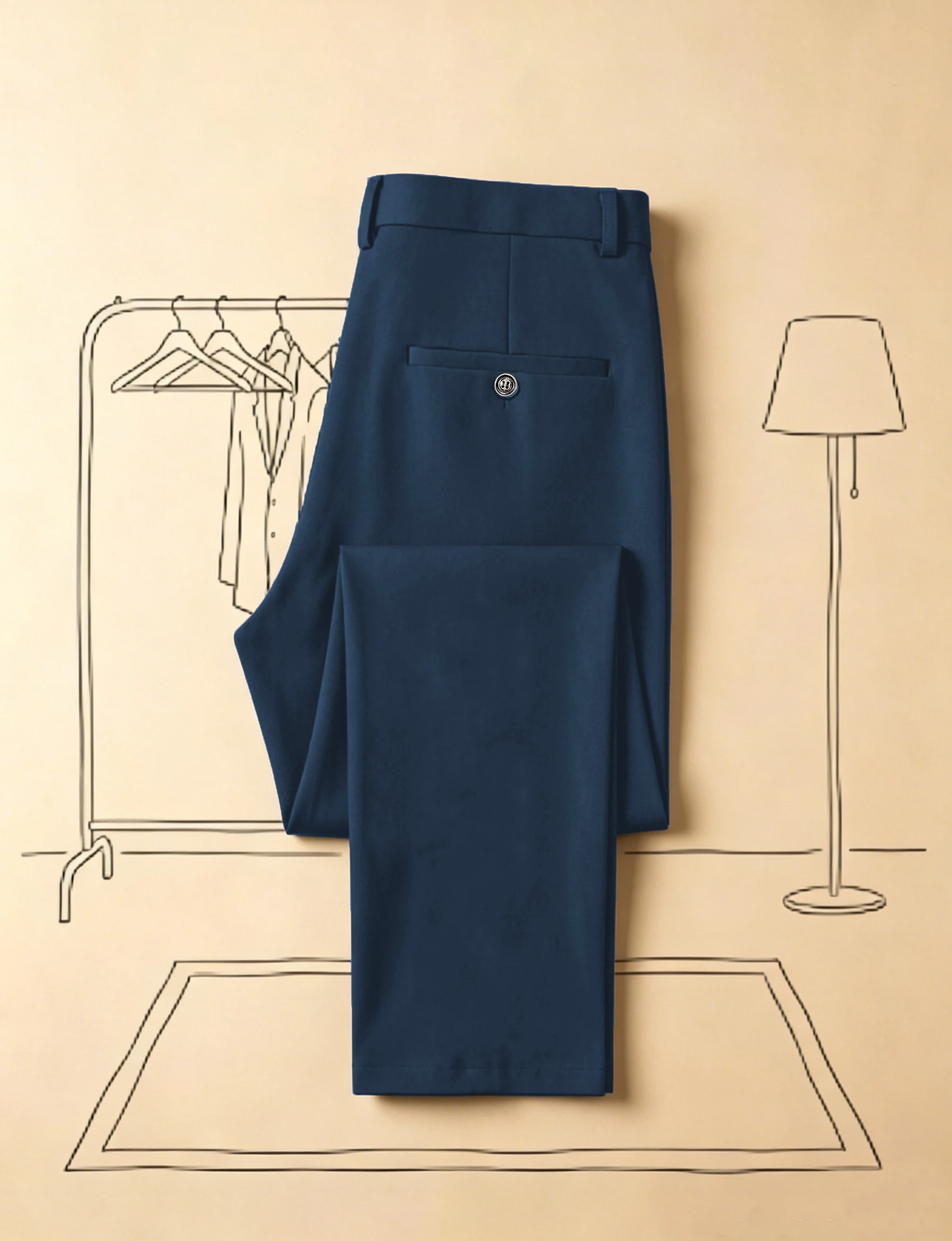 Men's Elastic Straight-Cut Casual Trousers Comfortable Multi-Purpose Business Daily Wear Pants