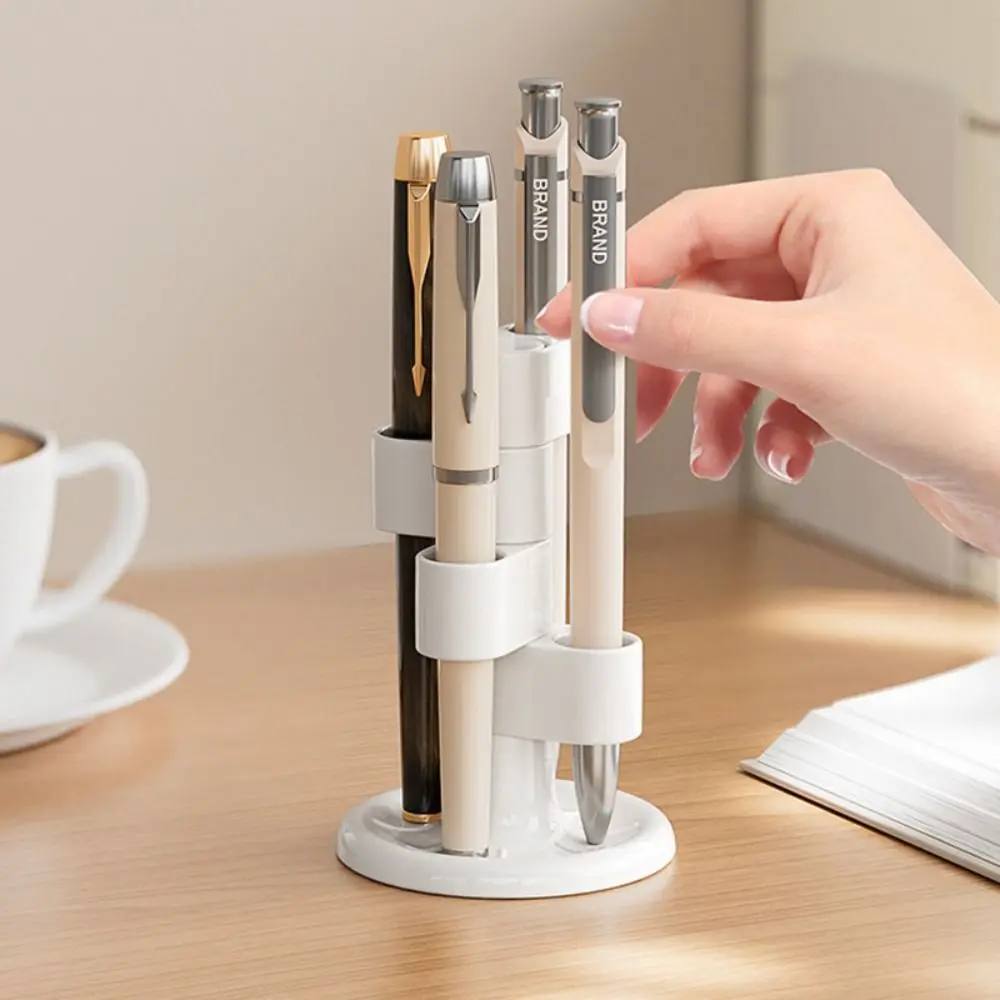 Simple ABS Pen Holder 4-slot Rotating Household Toothbrush Holder Makeup Brush Holder School Office Home