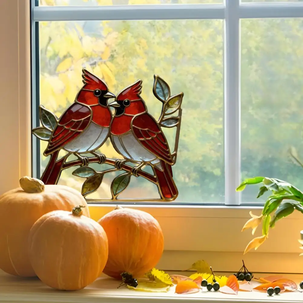 Sunlight Refracting Art Bird Suncatcher Window Ornament with Foil Edge Acrylic Stained Glass Effect Hanging Decor for Women