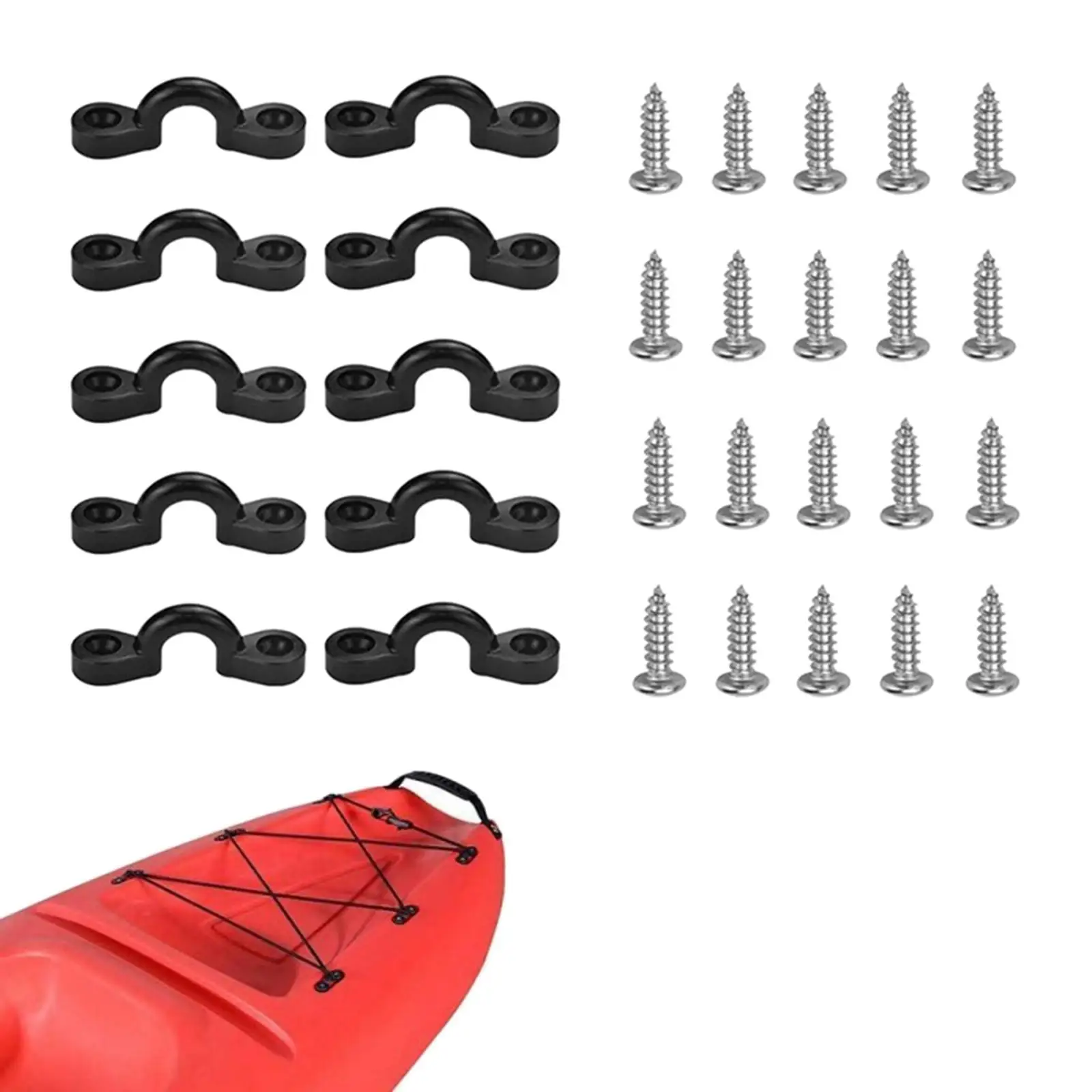 

10 Pieces Kayak Pad Eye Hardware Deck Rigging Set for Kayaks Canoes